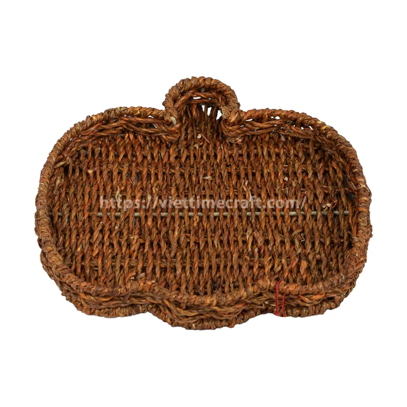Handwoven Pumpkin Tray – Natural Wicker Fall & Halloween Decor
