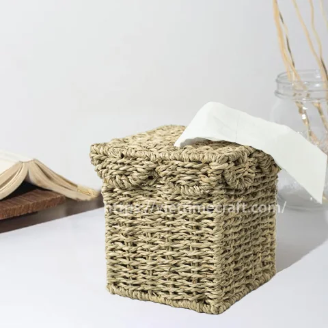 Natural Seagrass Handwoven Tissue Box