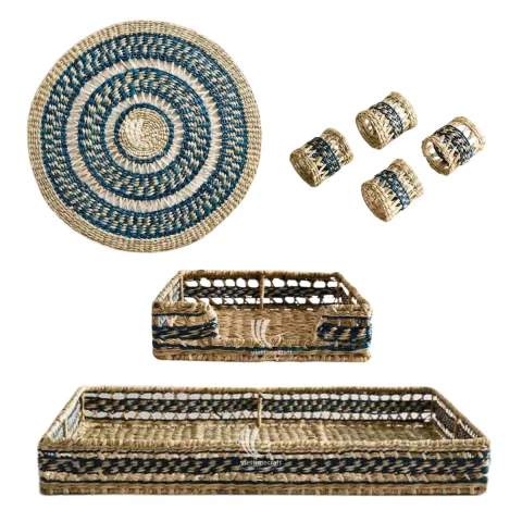 Rattan Export Handwoven Seagrass Placemats and Coasters Eco-Friendly Dining Set - REX-C00774