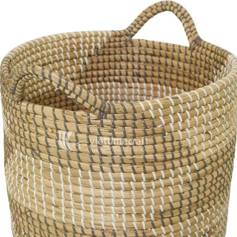 Handwoven Seagrass Basket Set with Plastic Strings – Round Seagrass Storage Manufacturer from Vietnam