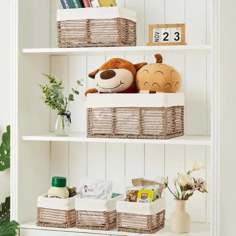 Natural Seagrass Basket Set with Soft Fabric Lining from Vietnam Manufacturer