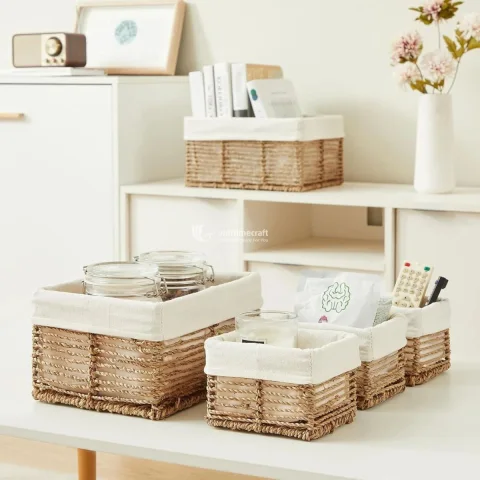 Natural Seagrass Basket Set with Soft Fabric Lining from Vietnam Manufacturer
