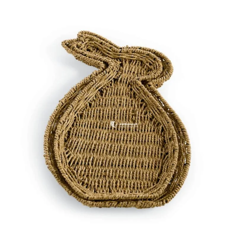 Bunny Shape Seagrass Tray, Handmade Seagrass Serving Tray from Vietnam Manufacturer