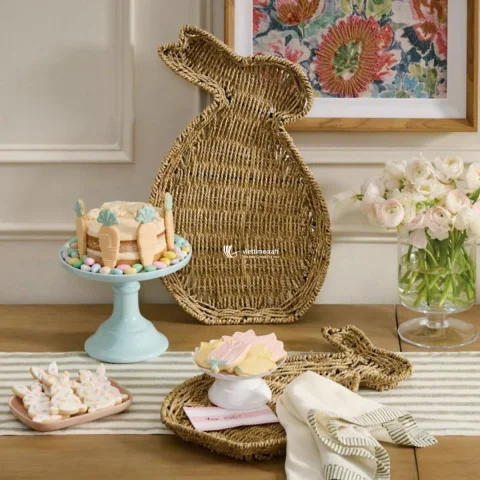 Bunny Shape Seagrass Tray, Handmade Seagrass Serving Tray from Vietnam Manufacturer