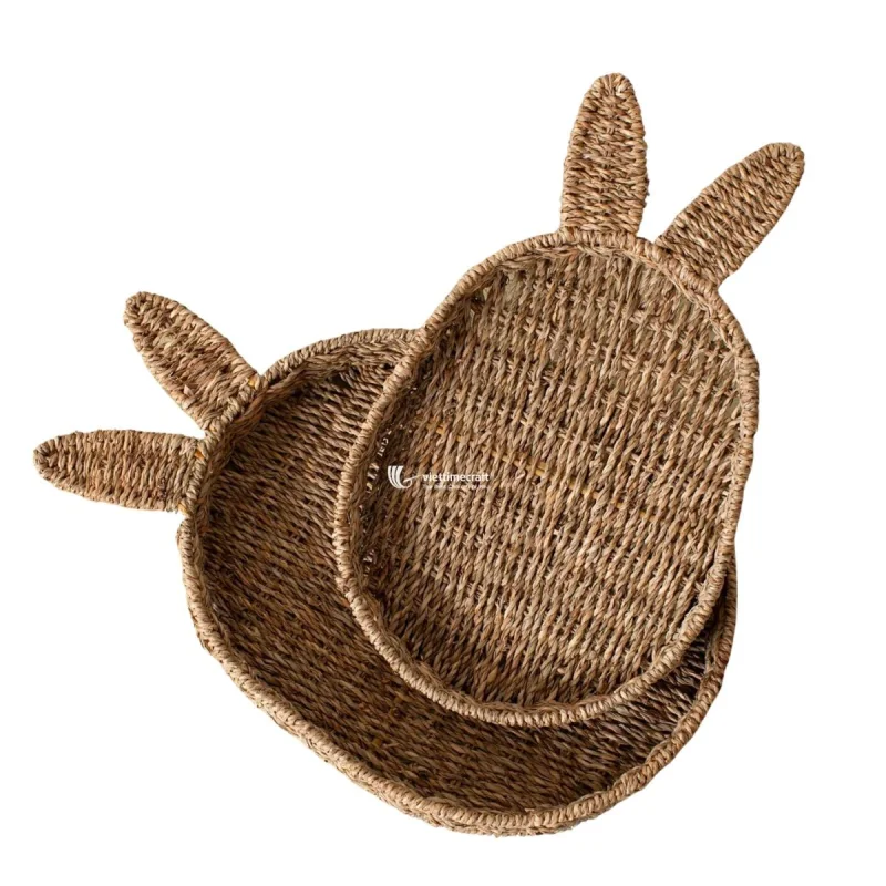Bunny-Shaped Seagrass Tray, Natural Seagrass Serving Tray | Manufacturer Vietnam