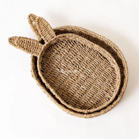 Bunny-Shaped Seagrass Tray, Natural Seagrass Serving Tray | Manufacturer Vietnam