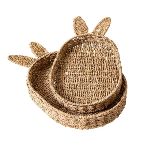 Bunny-Shaped Seagrass Tray, Natural Seagrass Serving Tray | Manufacturer Vietnam