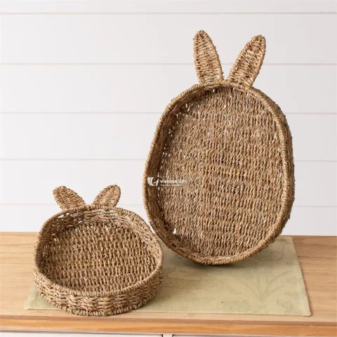 Bunny-Shaped Seagrass Tray, Natural Seagrass Serving Tray | Manufacturer Vietnam