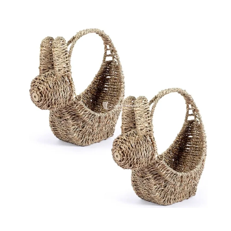 Bunny Seagrass Basket, Woven Seagrass Storage Baskets for Seasonal Decor