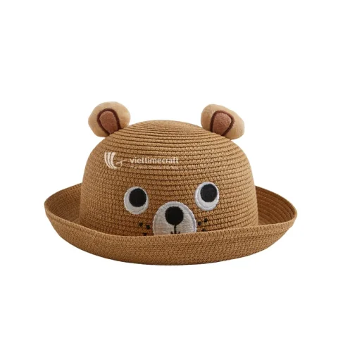 Rattan Export Adorable Animal-Themed Handwoven Straw Sun Hat for Kids - REX-C00794