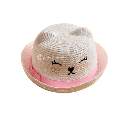 Adorable Animal-Themed Handwoven Straw Sun Hat for Kids