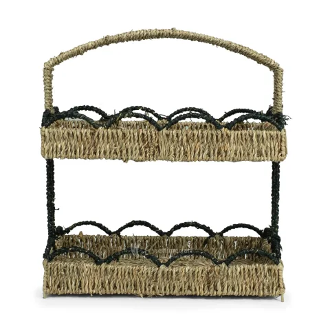 Rattan Export Colección de Cestas de Almacenamiento Tejidas de Dos Niveles con Asa - REX-C00796