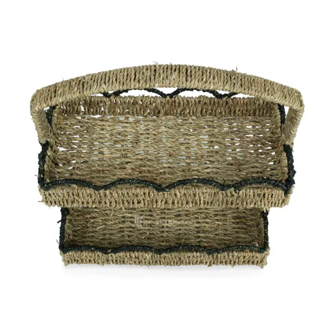 Woven Two Tier Storage Basket with Handle Collection Viettimecraft