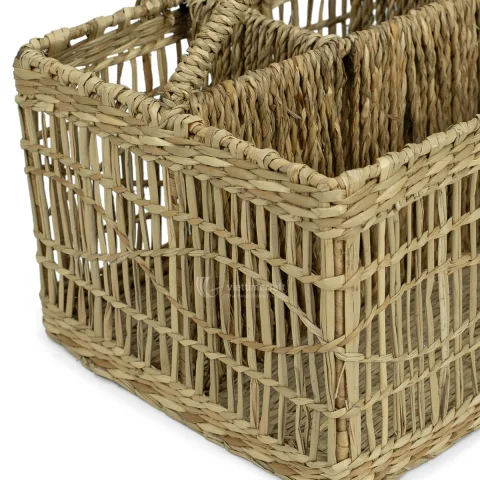 Woven Seagrass Utensil Holder with Handle, Pen Organizer Caddy for Desk and Kitchen Wholesale