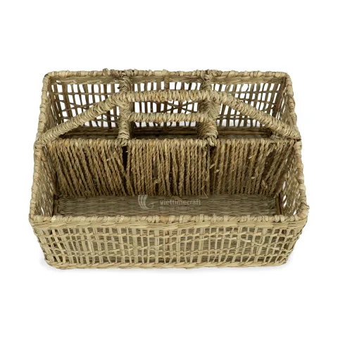 Woven Seagrass Utensil Holder with Handle, Pen Organizer Caddy for Desk and Kitchen Wholesale