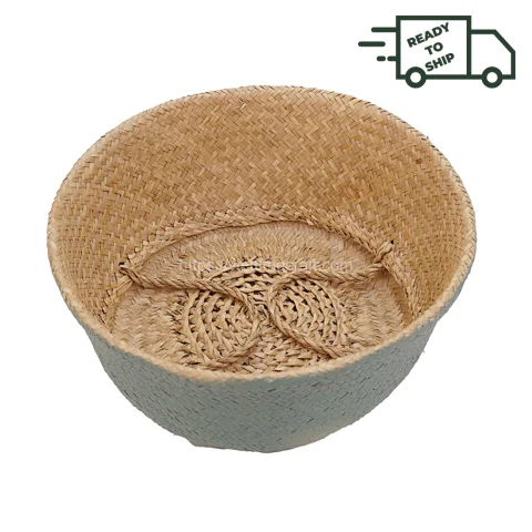[Ready Stock] Hand Woven Seagrass Belly Basket For Storage