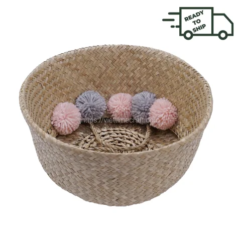 Best Offer Pom Pom Belly Basket For Home Decor