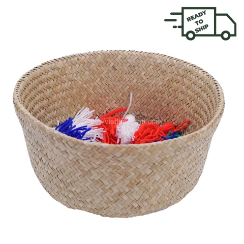 Natural Seagrass Belly Basket With Tassels – Ready To Ship