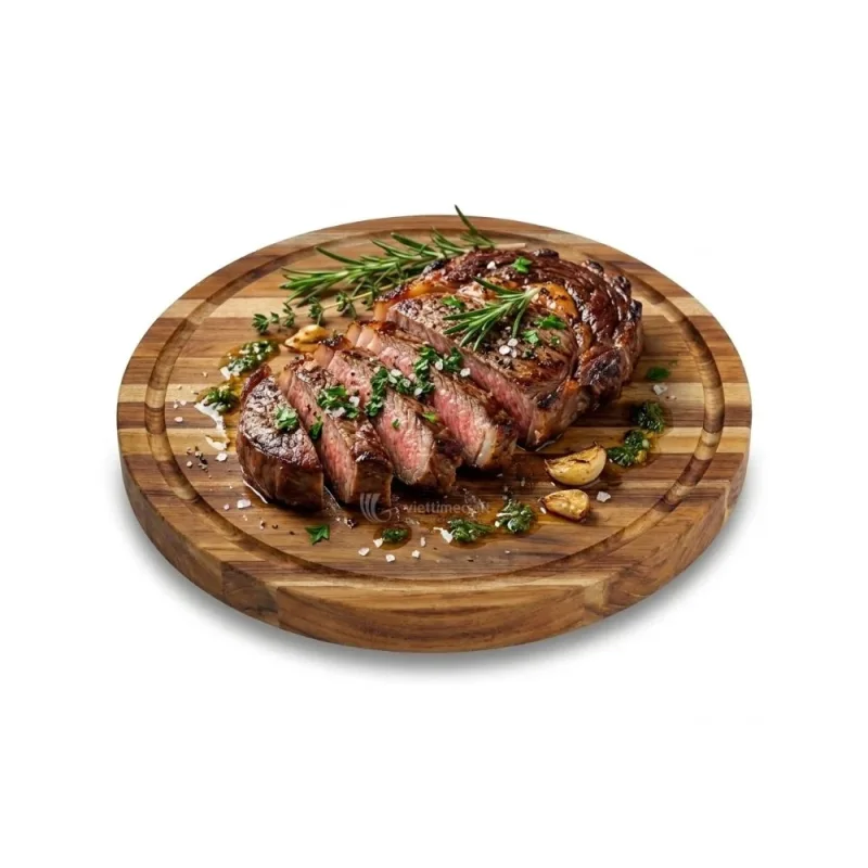 Round Premium Acacia Wood Cutting Board, Thick Wooden Chopping Block