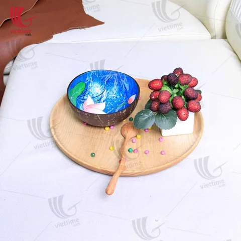 Round Wooden Tray For Serving Food