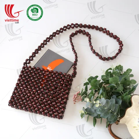 Rattan Export naturale marrone legnoen Bead borsa all'ingrosso - REX-G017