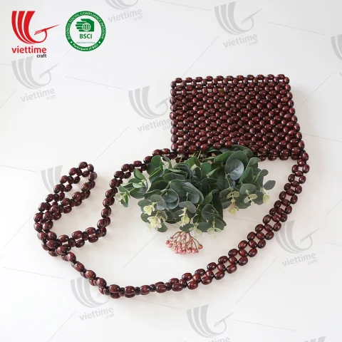 Natural Brown Wooden Bead Bag Wholesale