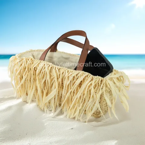 Tassel Paper Straw Handbag / Summer Beach Bag