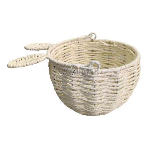 Foldable Straw Bunny Egg Basket for Easter