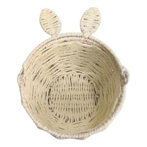 Foldable Straw Bunny Egg Basket for Easter