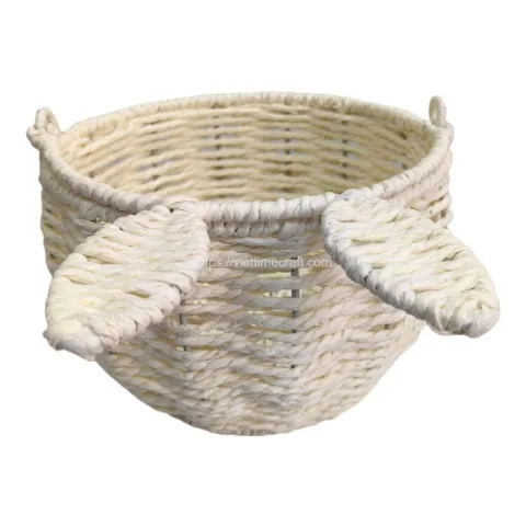 Foldable Straw Bunny Egg Basket for Easter