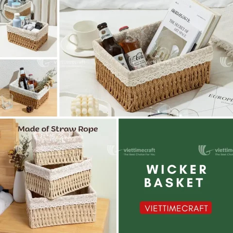 Woven basket Wicker Straw Rope Basket Wholesale