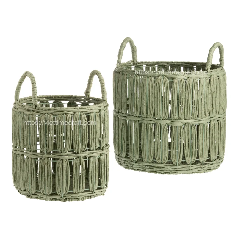 Straw Paper Rope Storage Basket, Recycled Paper Eco Organizer