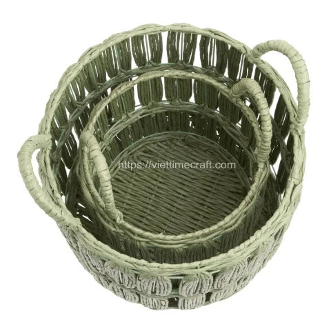 Straw Paper Rope Storage Basket, Recycled Paper Eco Organizer