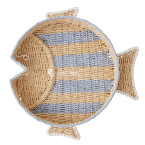 Fish Woven Tray – Recycled Paper Rope Tray for Coastal & Boho Home Decor