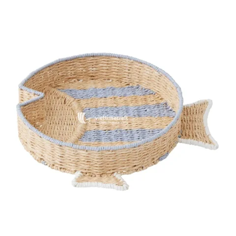 Fish Woven Tray – Recycled Paper Rope Tray for Coastal & Boho Home Decor