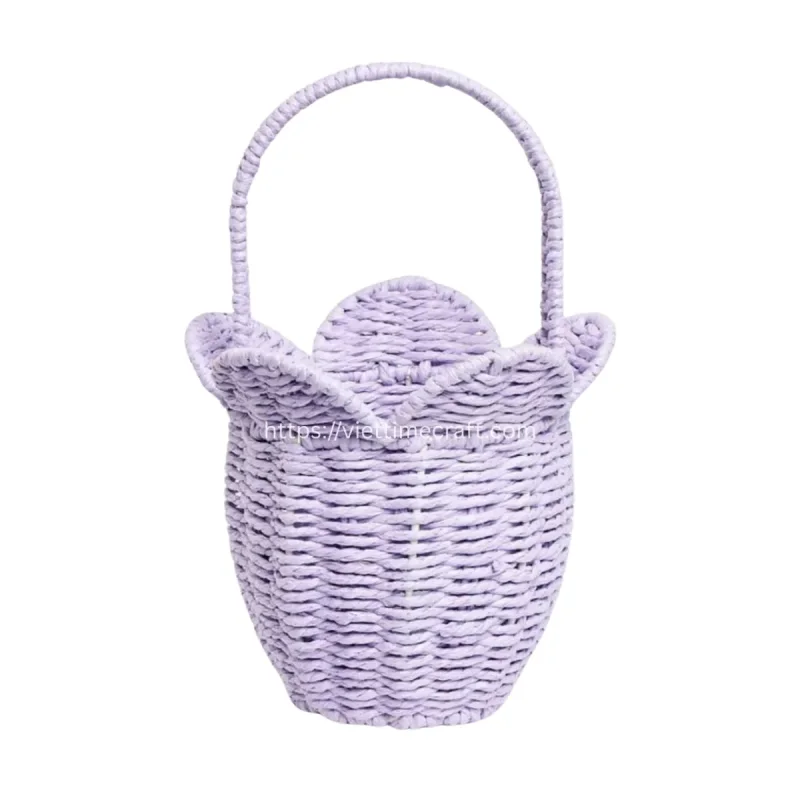 Adorable Tulip Shape Recycled Paper Rope Basket Eco-friendly Handmade Decor