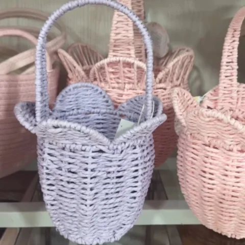 Adorable Tulip Shape Recycled Paper Rope Basket Eco-friendly Handmade Decor