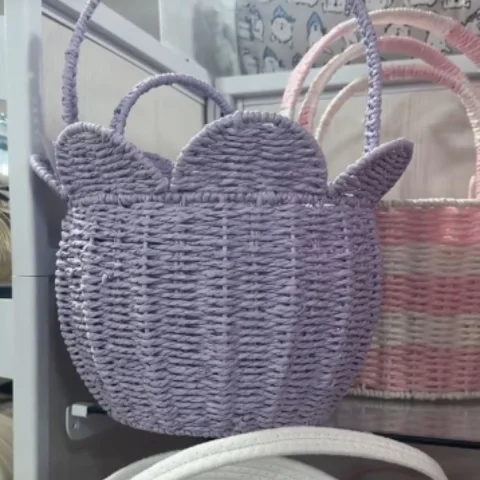 Adorable Tulip Shape Recycled Paper Rope Basket Eco-friendly Handmade Decor