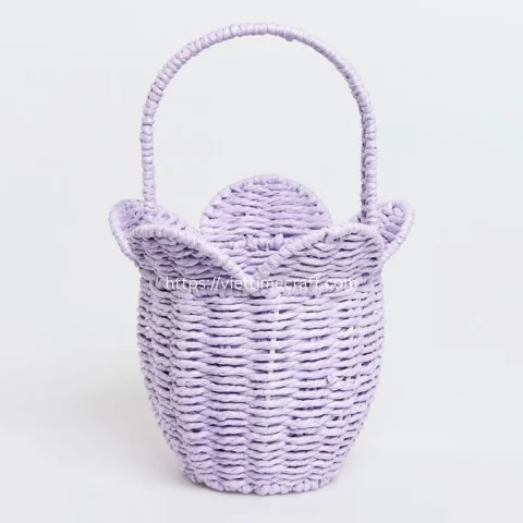 Adorable Tulip Shape Recycled Paper Rope Basket Eco-friendly Handmade Decor
