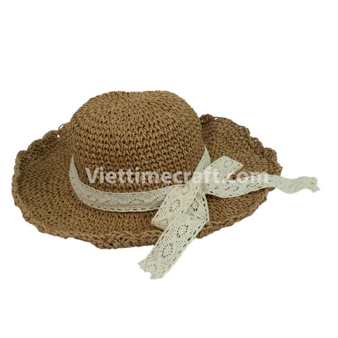Eco-Friendly Recycled Paper Rope Wide Brim Straw Hat, Sustainable Sun Hat Wholesale