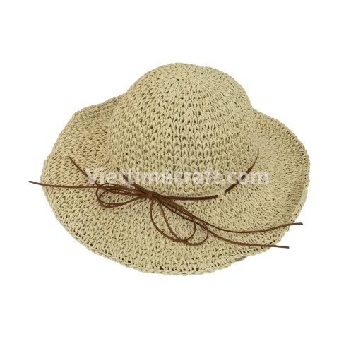 Best Seller Recycled Paper Rope Wide Brim Straw Hat Wholesale