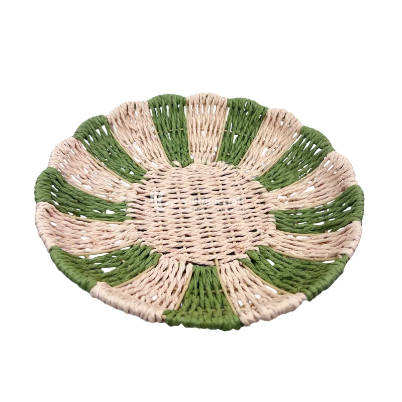 Recycled Paper Rope Bowl Basket with Scallop Edge Eco-Friendly Decorative Storage Tray