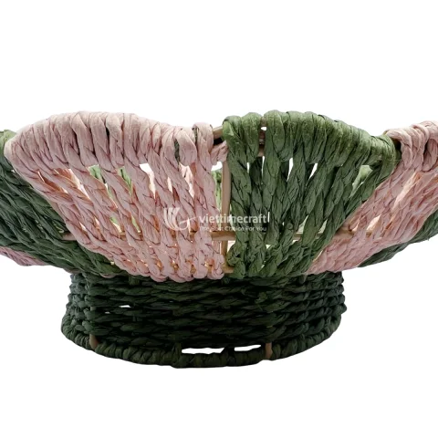 Recycled Paper Rope Bowl Basket with Scallop Edge Eco-Friendly Decorative Storage Tray