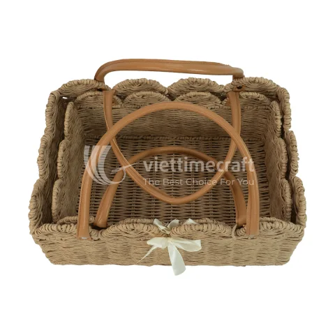 Straw Nursery Diaper Caddy Basket, Baby Organizer with Leather Handles and Adjustable Divider
