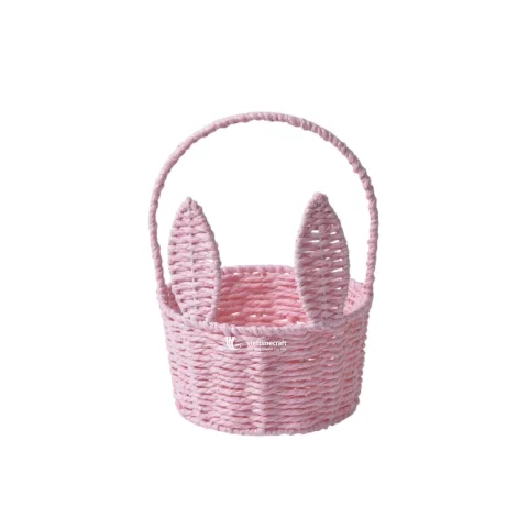 Handwoven Bunny-Shaped Easter Basket, Straw & Paper Rope Wicker Storage Basket Manufacturer