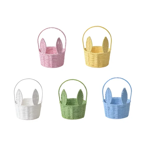 Handwoven Bunny-Shaped Easter Basket, Straw & Paper Rope Wicker Storage Basket Manufacturer