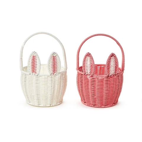 Funny Handmade Bunny Easter Woven Baskets with Sturdy Carry Handles