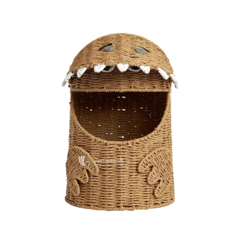 Rattan Export Playful Monster Nursery Organizer, Hand-Crafted Paper Rope Storage Hub for Sustainable Toy Tidying - REX-GI00052