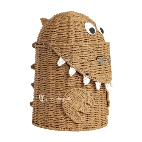 Playful Monster Nursery Organizer, Hand-Crafted Paper Rope Storage Hub for Sustainable Toy Tidying