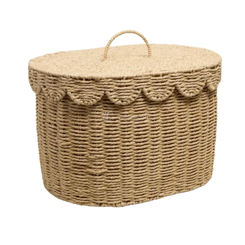 Wholesale Straw Scalloped Basket, Trendy Handcrafted Storage Solutions from Vietnam Handicraft